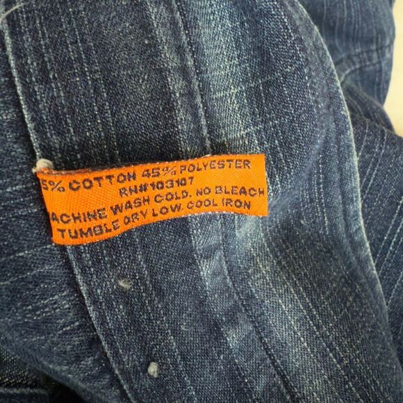 Raw Blue vintage denim short-sleeve button-up shirt with patches Y2K Size 2XL - Picture 10 of 10